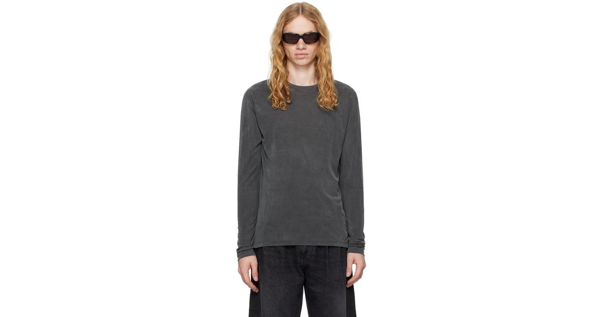 メンズ mfpen グレー Tencel Ls Tシャツ ブラック | Lyst