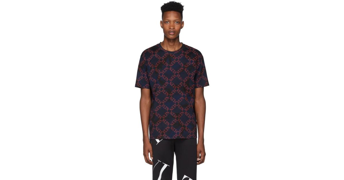 Valentino Cotton Navy Camouflage Vltn 