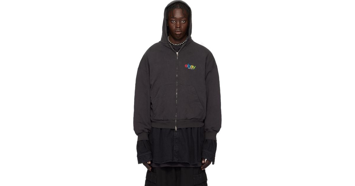 Balenciaga Ebay Edition Zip-Up Hoodie in Black for Men | Lyst UK