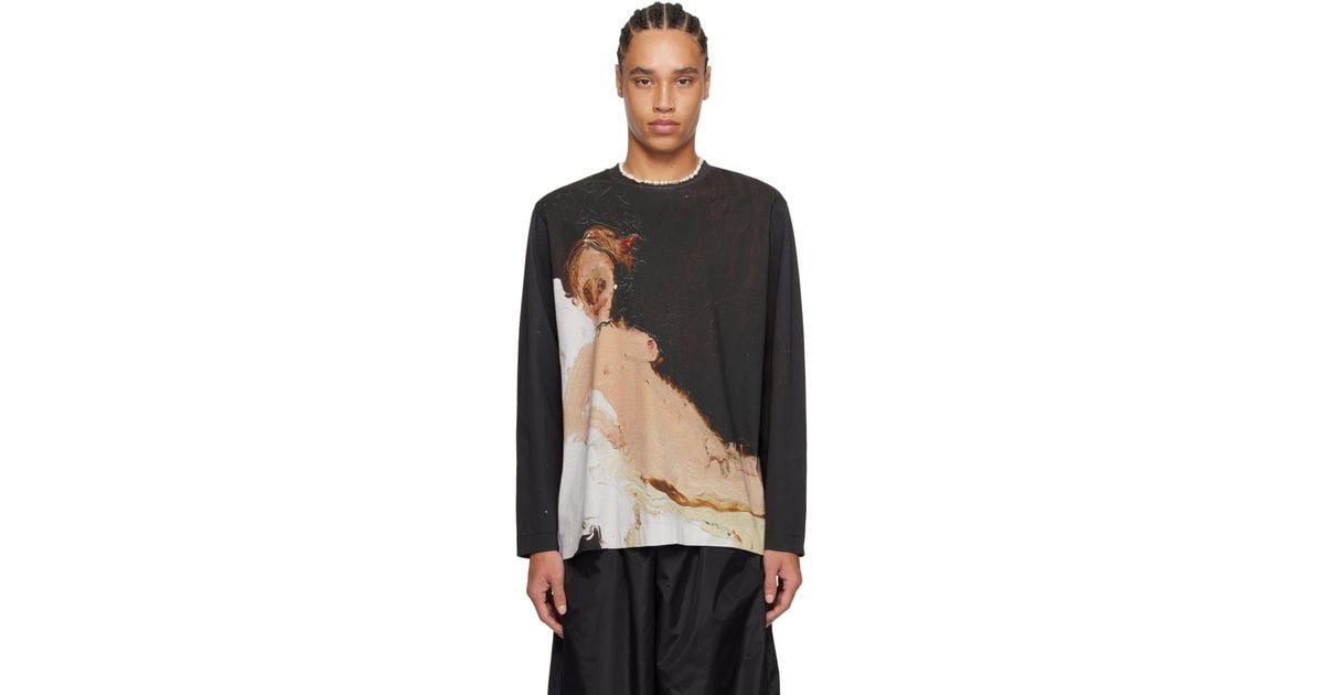 Simone Rocha Olympia Long Sleeve T-Shirt in Black for Men