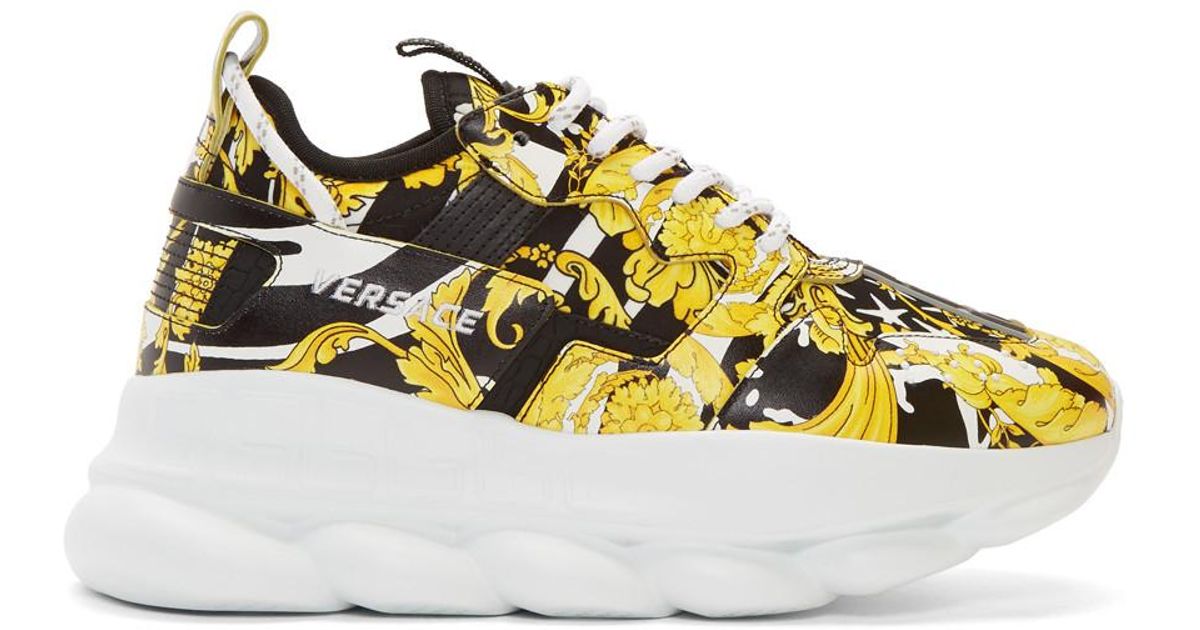 Versace Yellow And Black Barocco Chain Reaction Sneakers for Men | Lyst