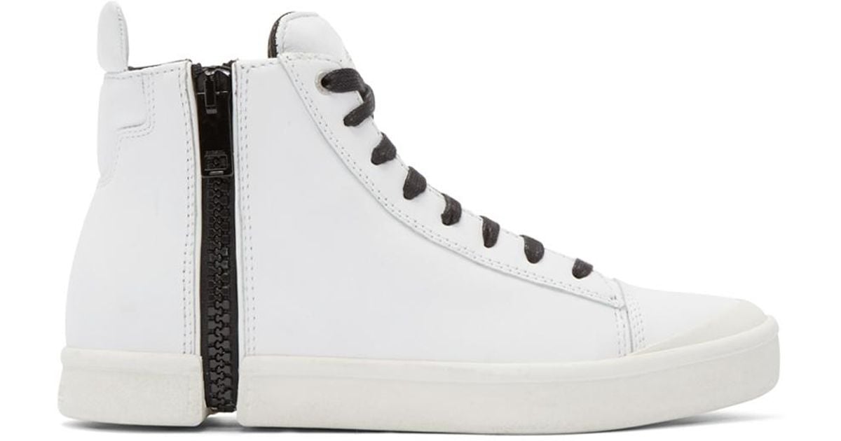DIESEL White Leather S-nentish High-top Sneakers for Men - Lyst