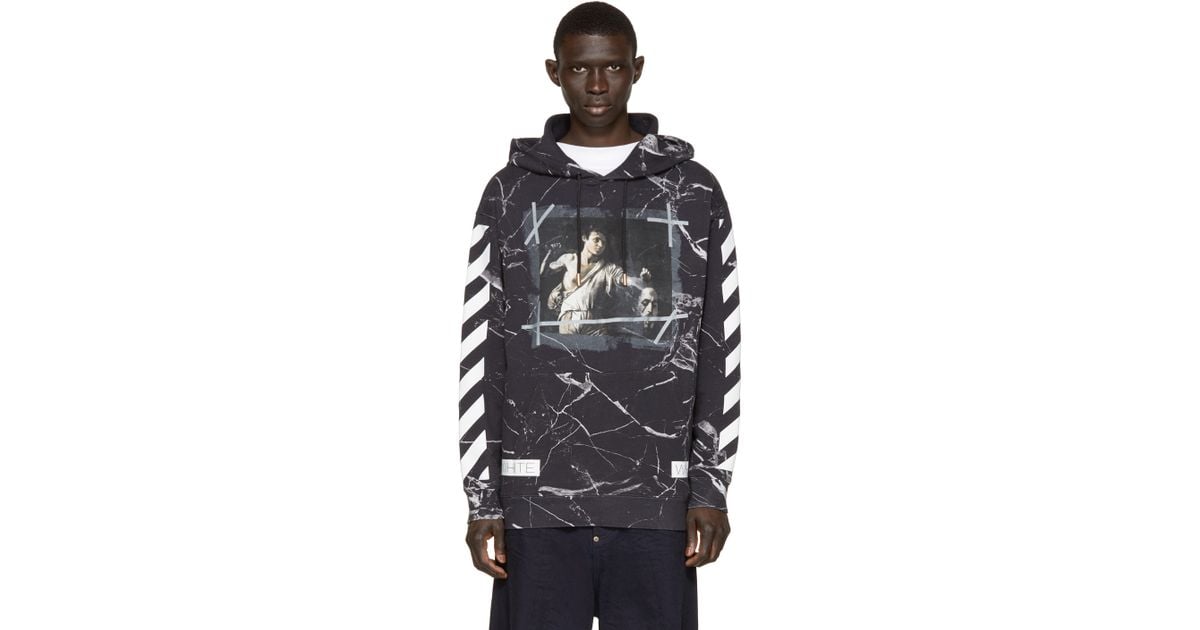 Off-White c/o Virgil Abloh Cotton Black Marble Hoodie for Men - Lyst