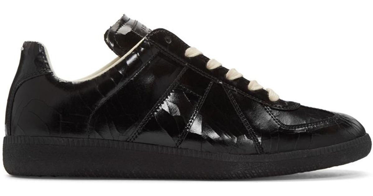 Maison Margiela Leather Black Cracked Replica Sneakers for Men - Lyst