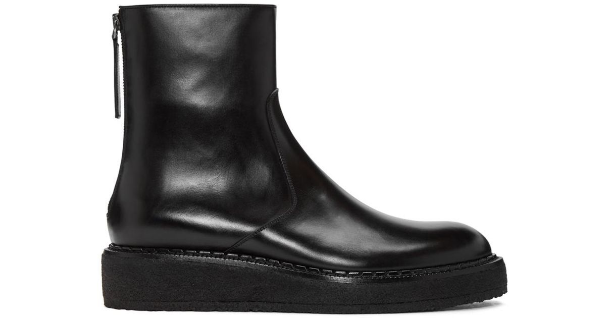 Jil Sander Black Crepe Sole Boots for Men | Lyst
