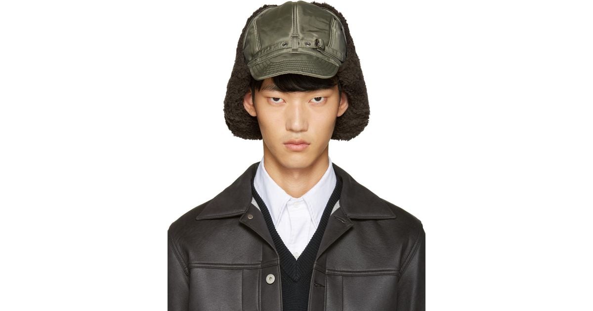 Junya Watanabe Synthetic Green Large Aviator Hat for Men - Lyst