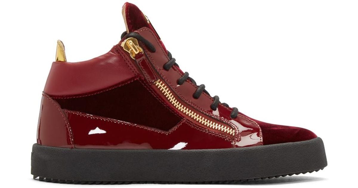 Giuseppe Zanotti Red Velvet London High-top Sneakers for Men | Lyst UK