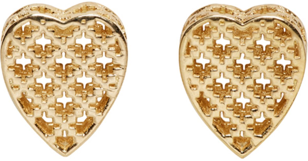 Gucci Gold Diamantissima Heart Earrings 