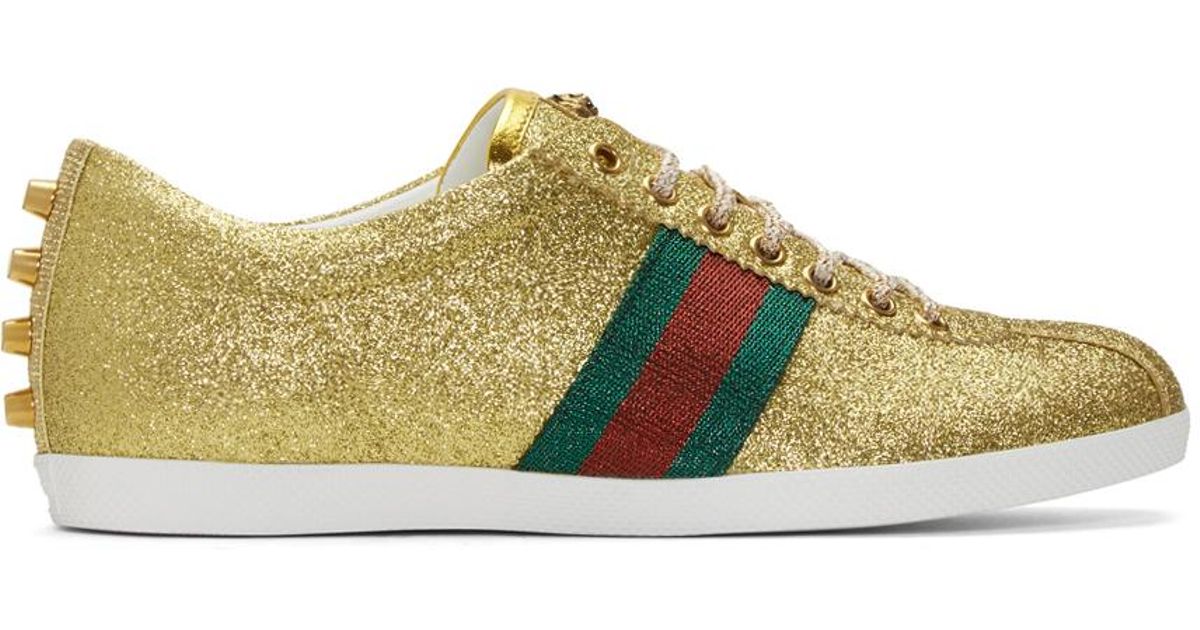 Gucci Gold Glitter Bambi Sneakers in Metallic for Men | Lyst UK