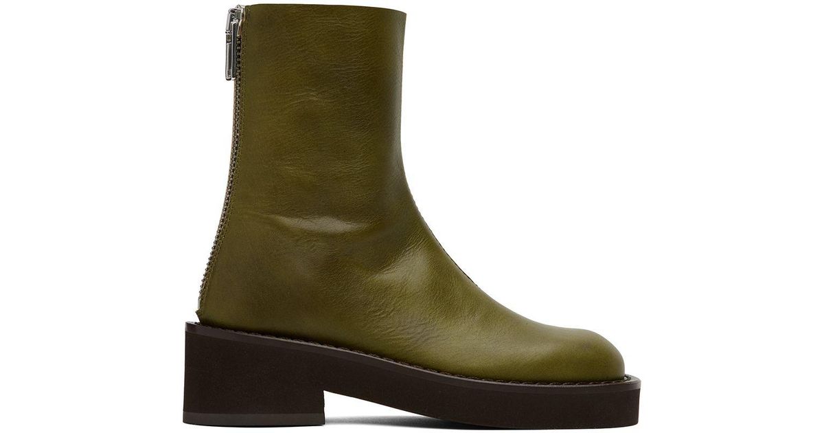 mm6 maison margiela khaki leather boots