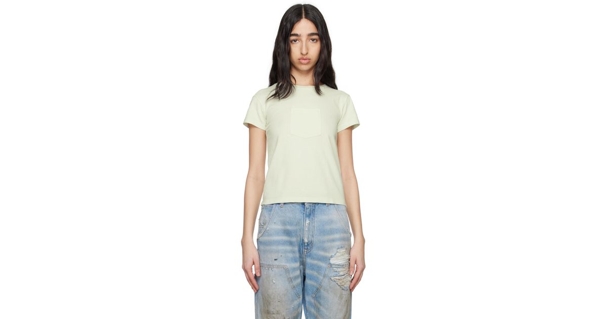 MM6 Maison Margiela グリーン ヘビーコットン ジャージ Tシャツ mm6-by-maison-martin-margiela-