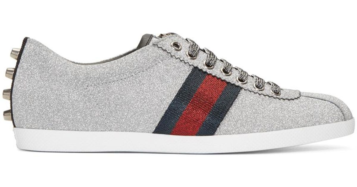 Gucci Leather Silver Glitter Bambi Sneakers in Metallic for Men - Lyst