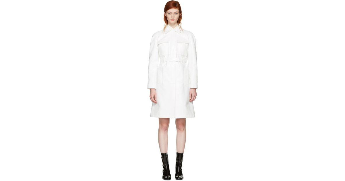 Courreges Offwhite Vinyl Belted Trench Coat Lyst