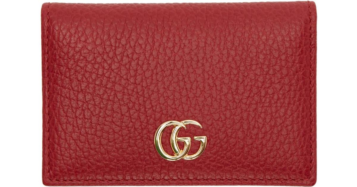 Gucci Leather Red Gg Bifold Card Holder - Lyst
