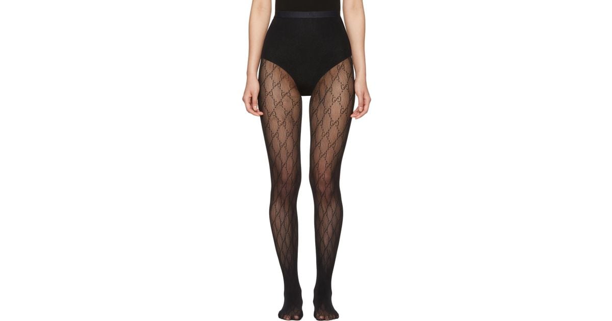 Gucci Black Gg Supreme Stockings