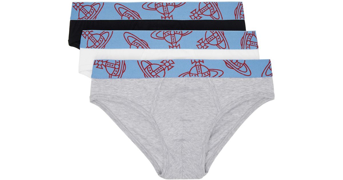 Vivienne Westwood Three-Pack Slip Band Briefs in Gray for Men | Lyst
