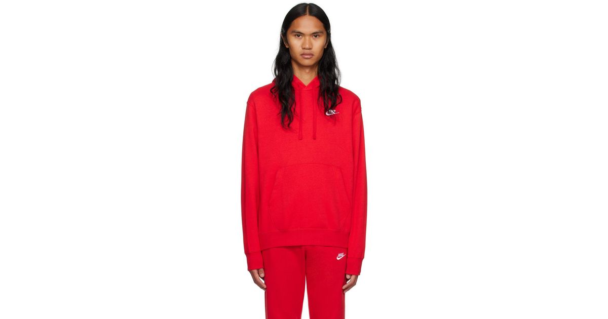 Nike Red Sportswear Club Hoodie for Men Lyst