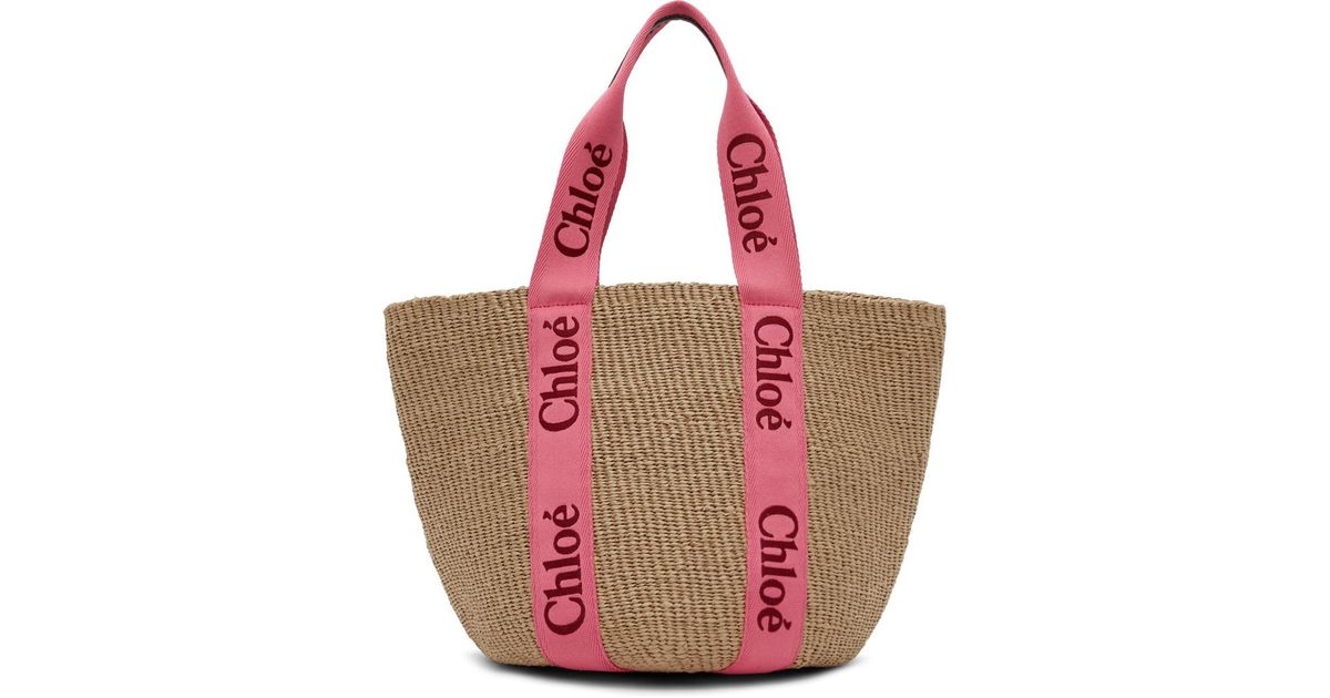 関税送料込み- CHLOE x MIFUKO WOODY ラージ バッグ x Mifuko Woody Large raffia tote in neutrals - Chloe | Mytheresa