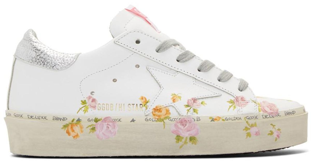 Golden Goose White Hi Star Flower Sneakers | Lyst