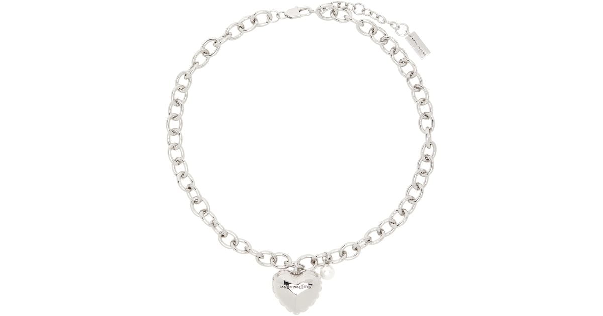 Marc Jacobs 'The Heart Balloon Locket' Necklace in Metallic