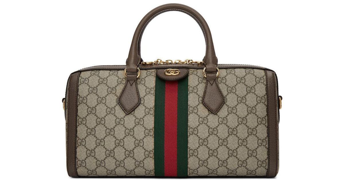 Gucci Beige And Brown Supreme Ophidia Mini Duffle Bag Tote