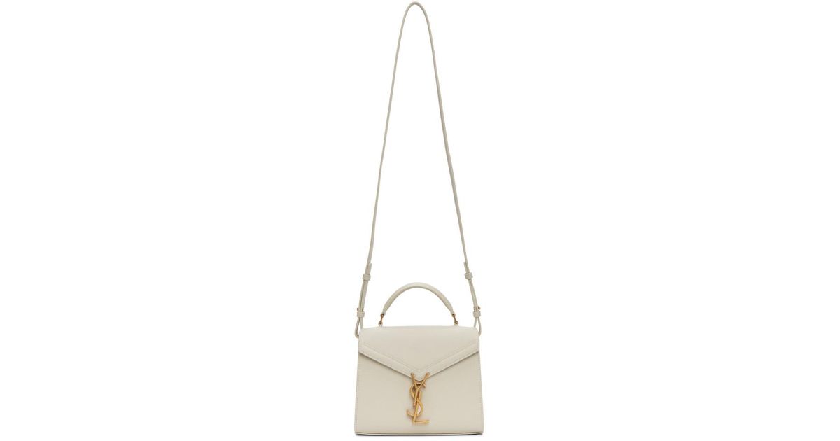 Saint Laurent Leather White Mini Cassandra Bag | Lyst UK