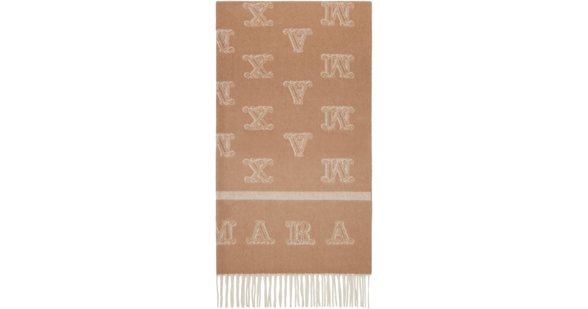 Max Mara Tan Wsklause Scarf in Natural | Lyst UK