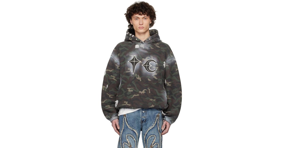 メンズ THUG CLUB カーキ Sprayed Camoflage Rock フーディ