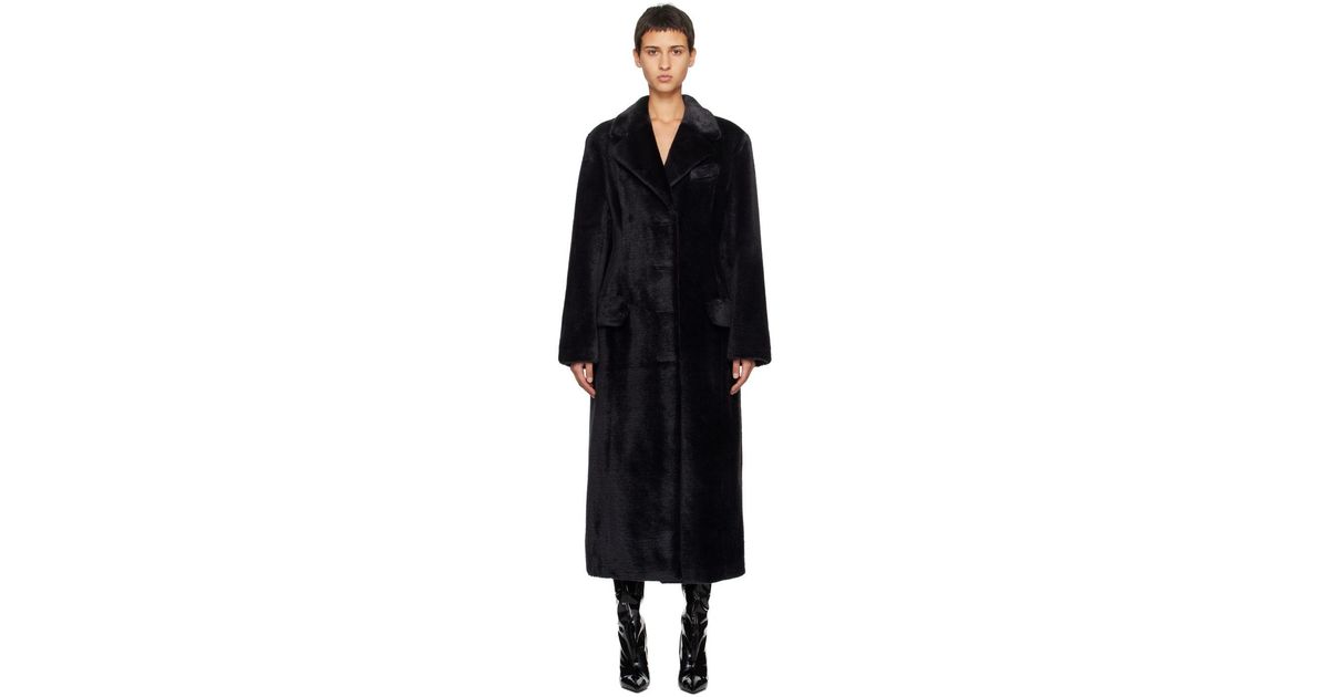 Stand Studio Black Izzy Fauxfur Coat Lyst