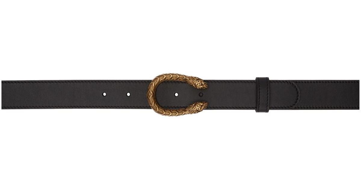 Gucci Leather Black Horseshoe Belt - Lyst