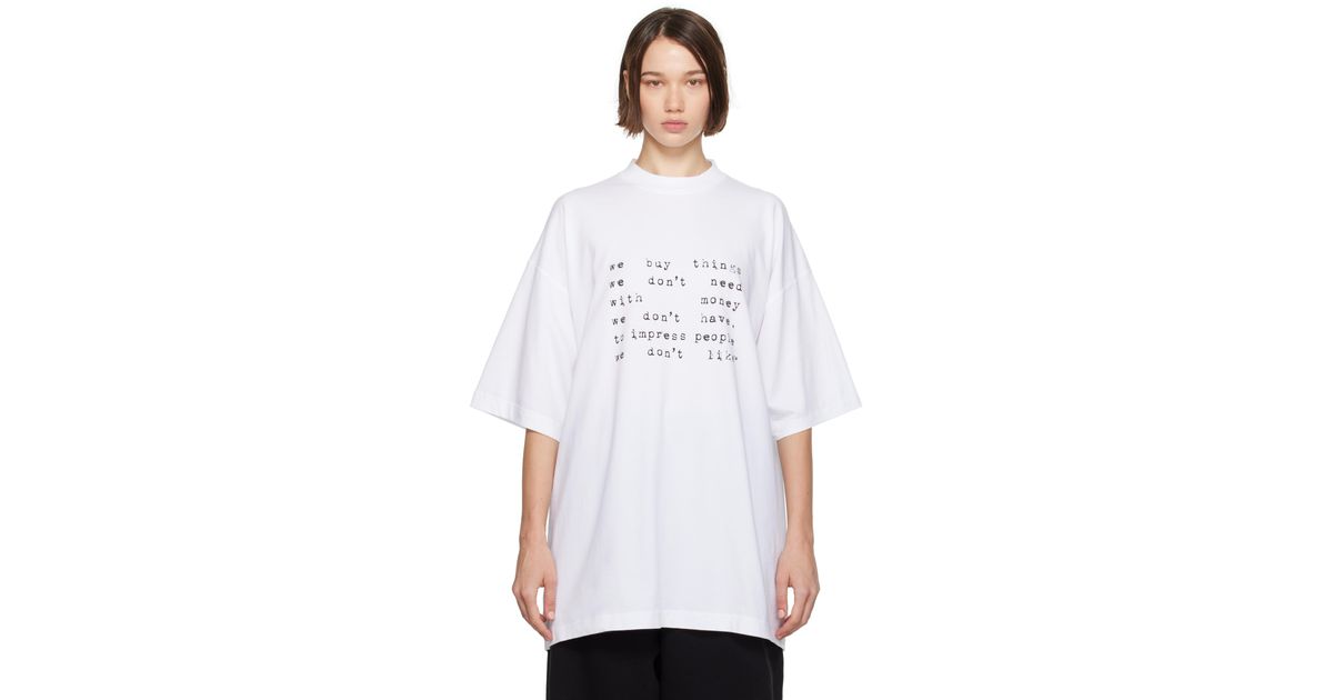 VETEMENTS We Buy Things コットン Tシャツ 人気 Vetements 'We Buy Things' Oversized T-Shirt in White | Lyst