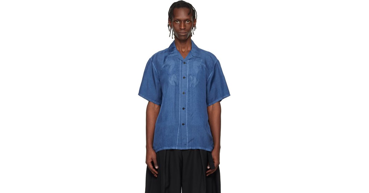 Toga Virilis Cupra Stripe S/S Shirt in Blue for Men | Lyst UK
