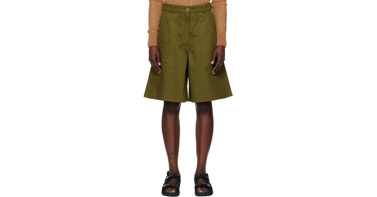 Cecilie Bahnsen Annika Denim Shorts in Green | Lyst Canada