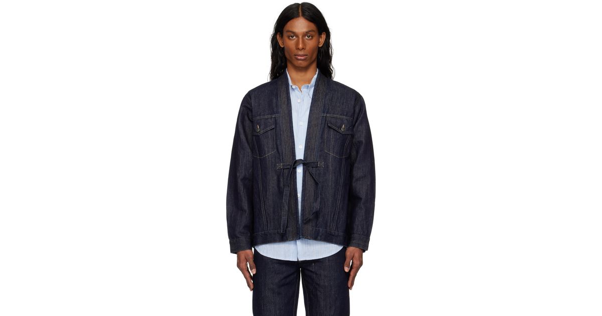 Maharishi 6059 Maha Hemp Denim Kimono Jacket in Blue for Men | Lyst