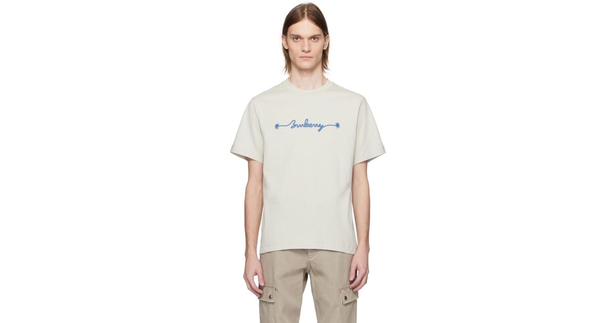 【関税込み】Burberry ベージュ ノットロゴ コットン Tシャツ メンズ Burberry ベージュ ノットロゴ コットン Tシャツ | Lyst