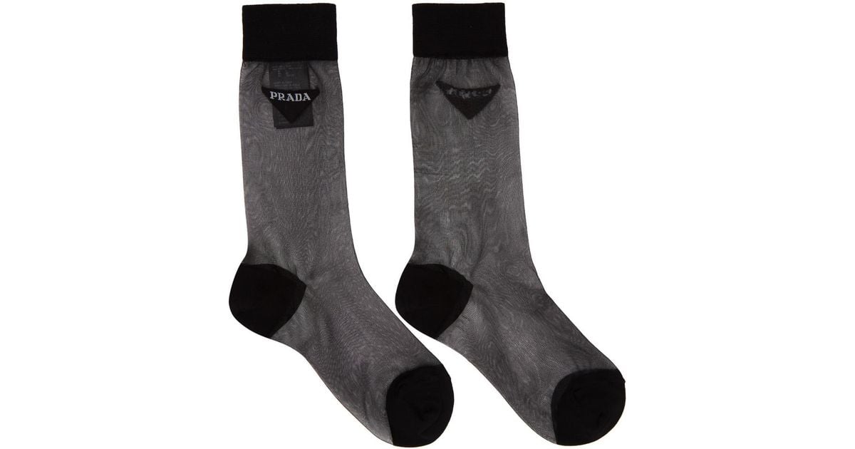 Prada Nylon Socks in Black - Lyst