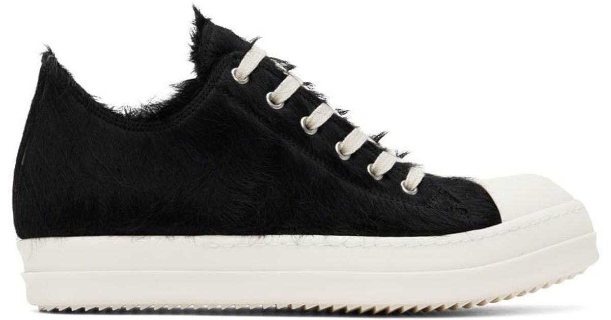 Rick Owens Fur Sneakers in Black for Men | Lyst