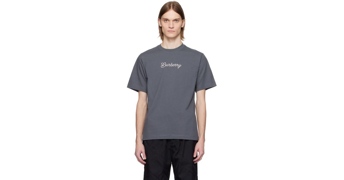 【関税込み】Burberry グレー Surfer Knight コットン Tシャツ Burberry: Gray Surfer Knight Cotton T-shirt | SSENSE