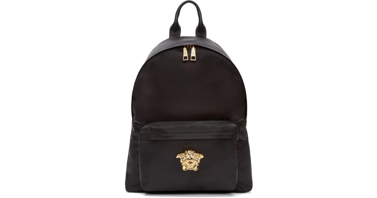Versace Synthetic Black & Gold Nylon Medusa Backpack for Men Lyst