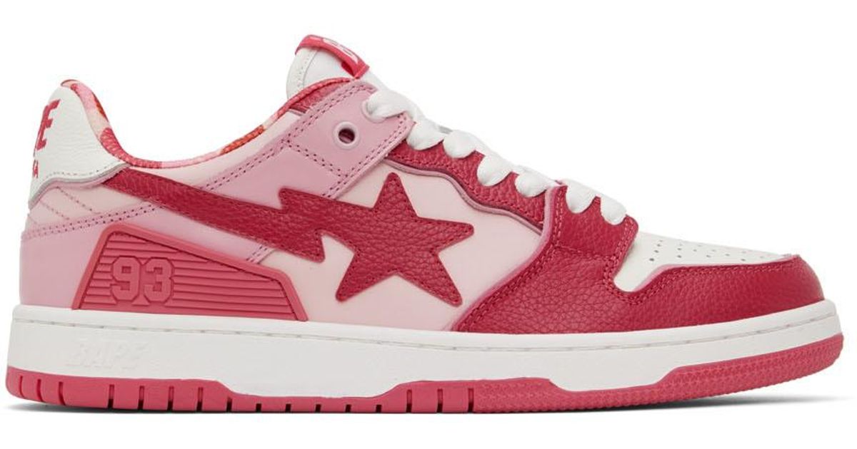 A Bathing Ape Pink Sta 2 Sneakers in Red for Men | Lyst