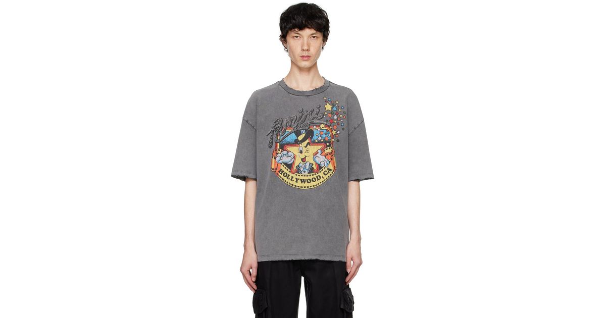 Amiri Distressed Printed Oversized T-Shirt in Black for Men