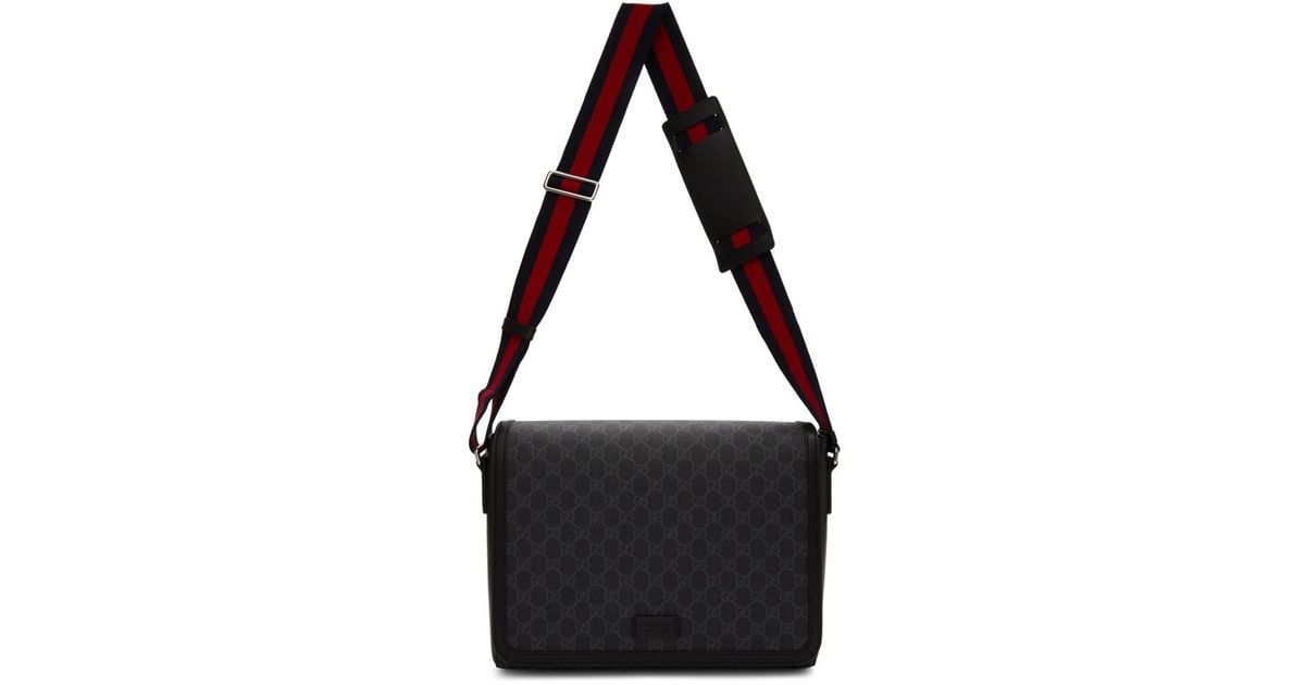 Gucci Gg Supreme Medium Flap Saddle Bag, Beige/ebony/cuir