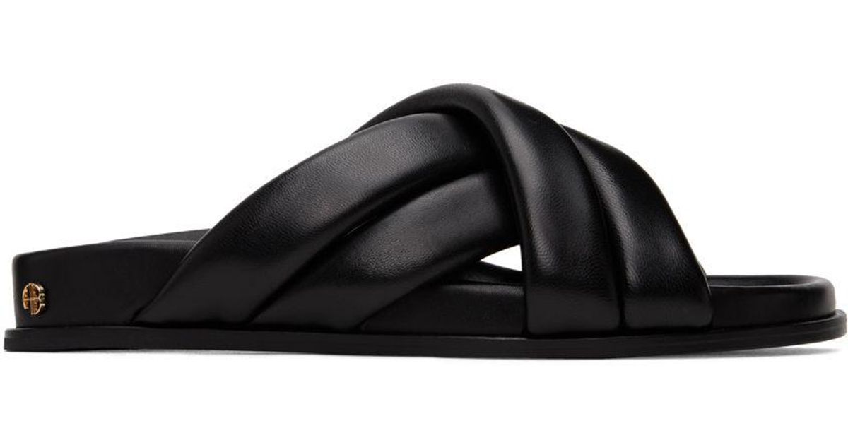 Anine Bing Lizzie Slides in Black | Lyst