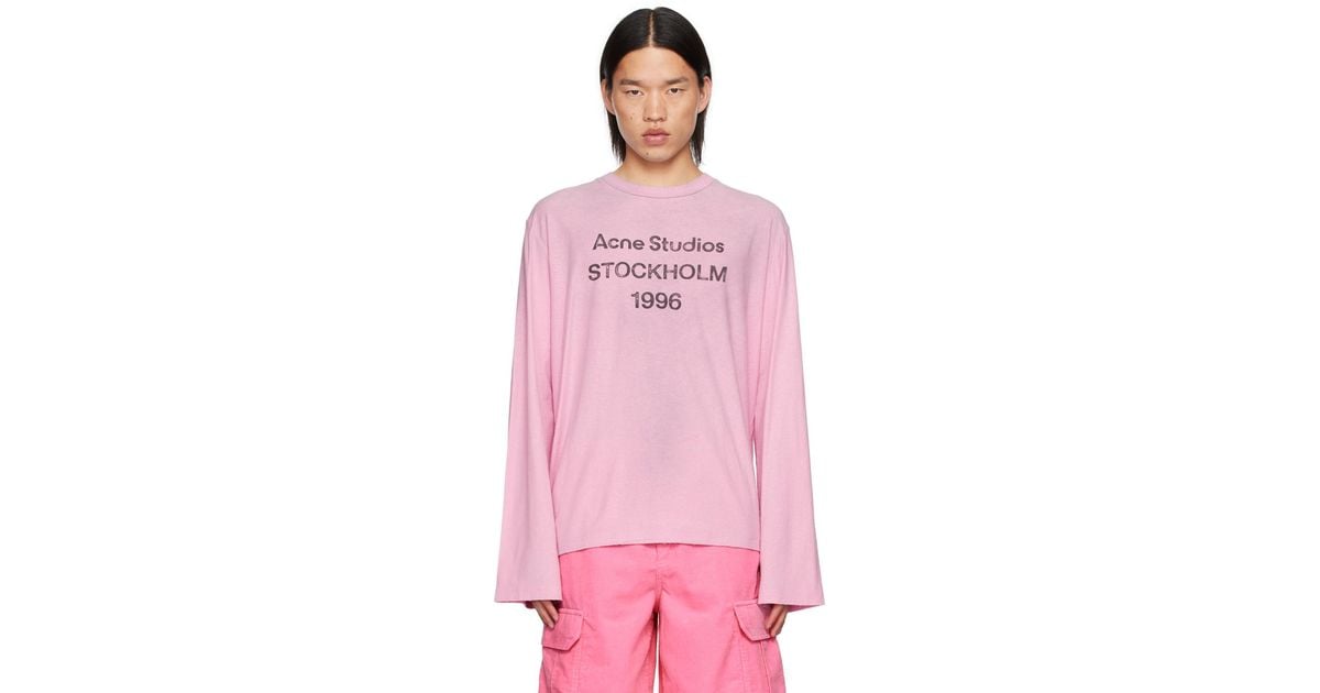 Acne Studios Relaxed-Fit Long Sleeve T-Shirt in Pink for Men | Lyst