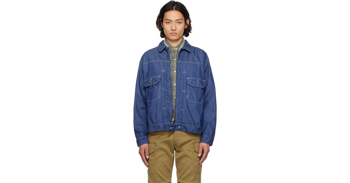 Engineered Garments Zip Denim Trucker Jacket in Blue for Men | Lyst UK