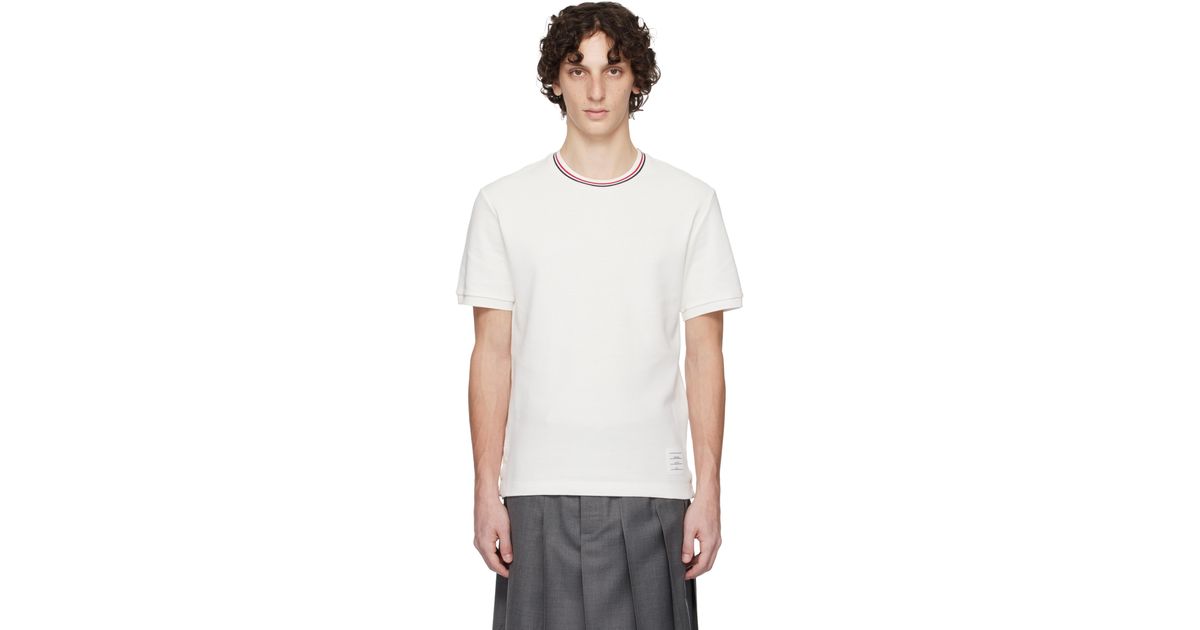 【関税・送料無料】Thom Browne ワッフル リブカフ トップス メンズ Thom Browne オフホワイト コットン ワッフル リブカフ