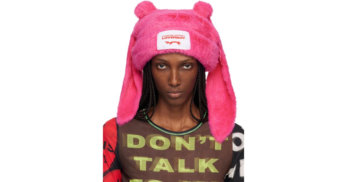 Charles Jeffrey Fluffy Chunky Rabbit Beanie in Pink | Lyst UK