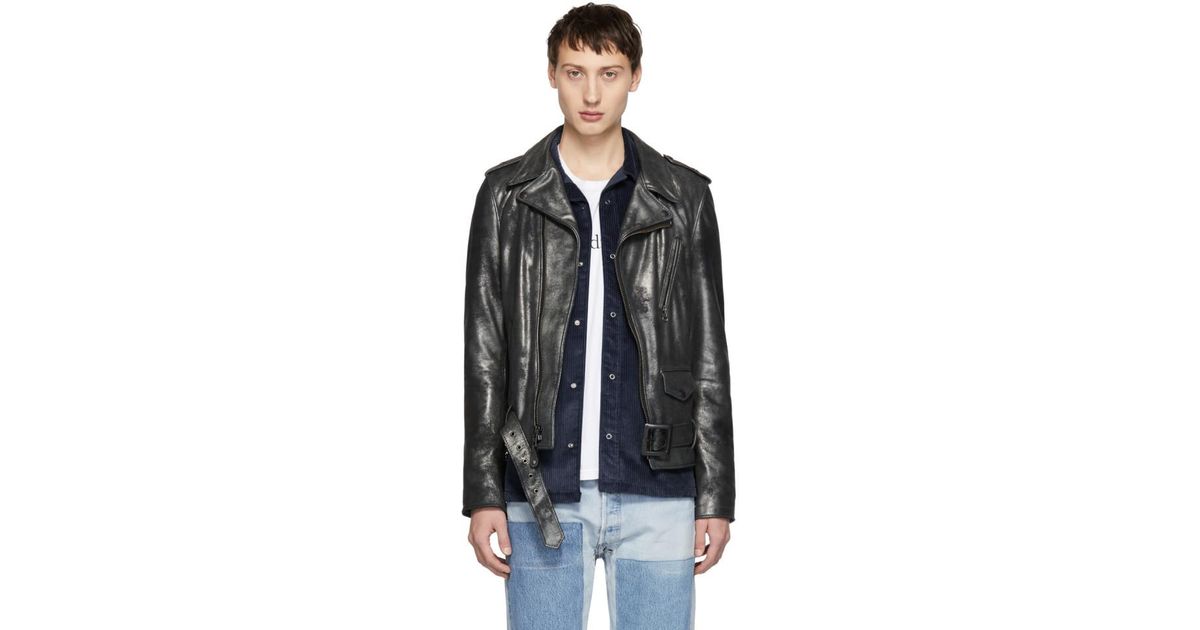 Schott Nyc Black Metal Leather Rogue Jacket For Men