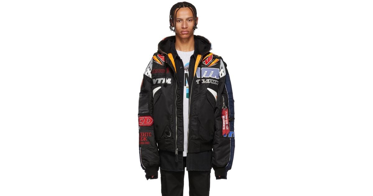 Vetements Black And Navy Alpha Industries Edition Racing Bomber Jacket for  Men | Lyst