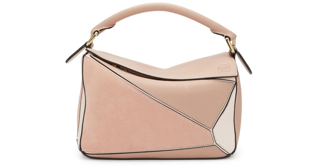 Loewe Suede Pink Small Puzzle Bag Lyst